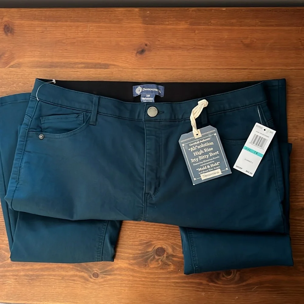 NWT Democracy Ab Solution Teal Itty Bitty Boot Jeans Size 16 - Picture 6 of 6